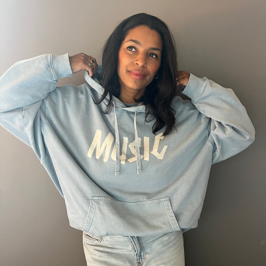 MUSIC Hoodie vintage blau