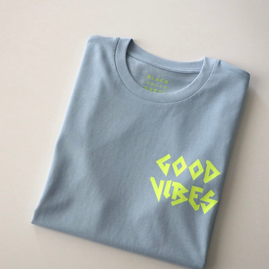 GOOD VIBES T-Shirt blau/neongelb