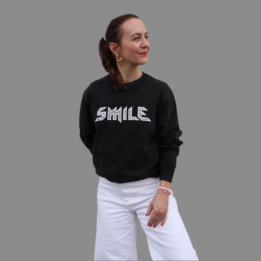 SMILE Sweater vintage schwarz