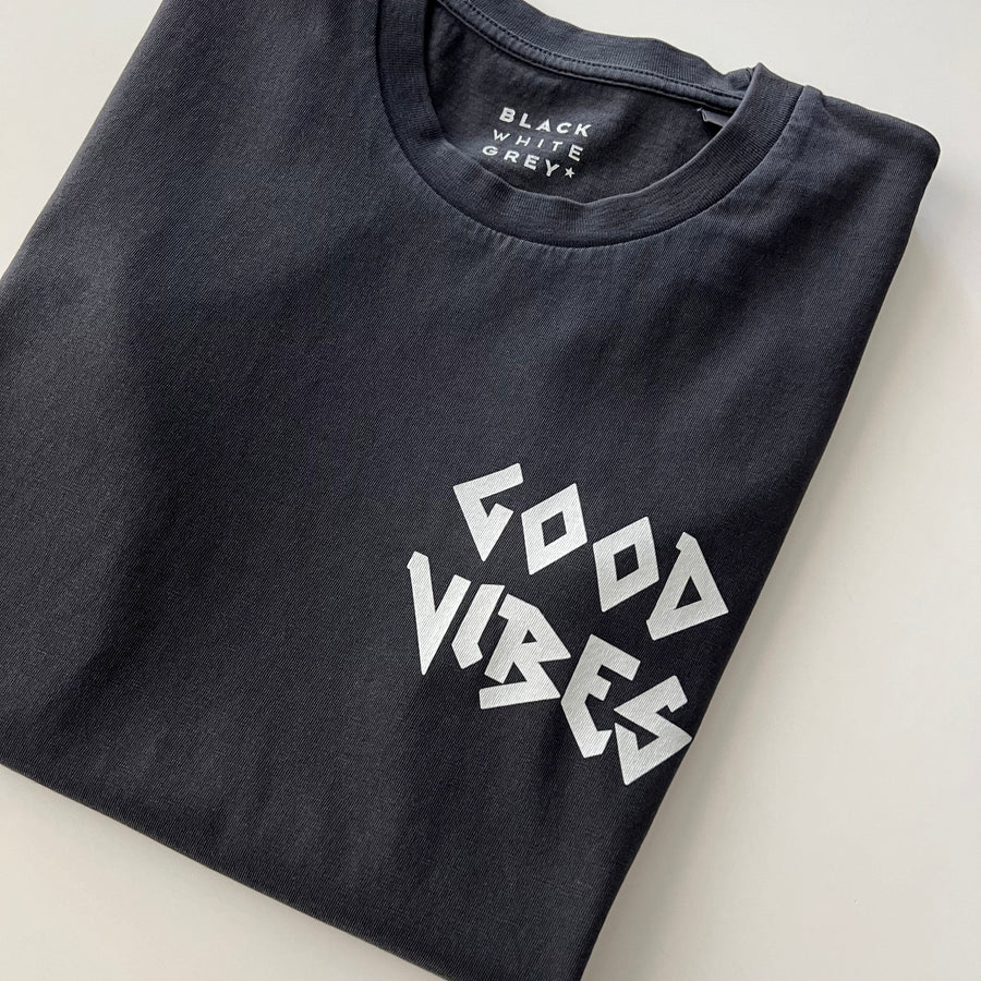GOOD VIBES T-Shirt vintage schwarz/weiß