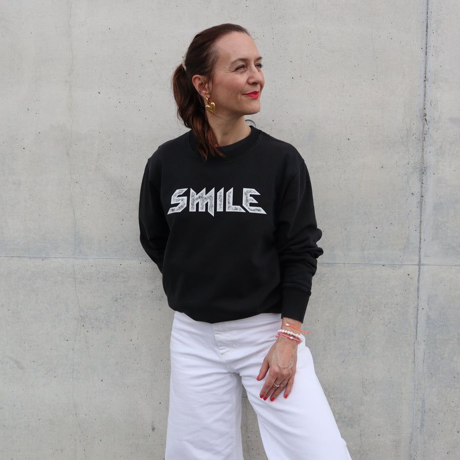 SMILE Sweater vintage schwarz