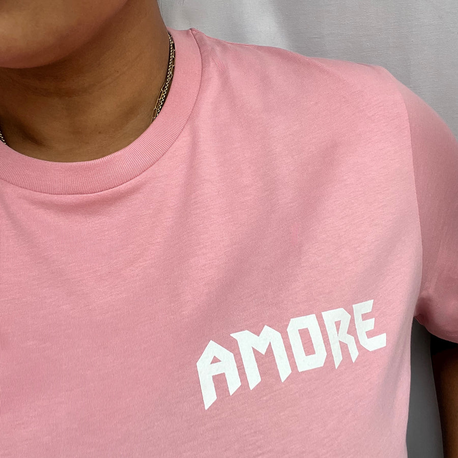 AMORE Shirt rosa/weiß